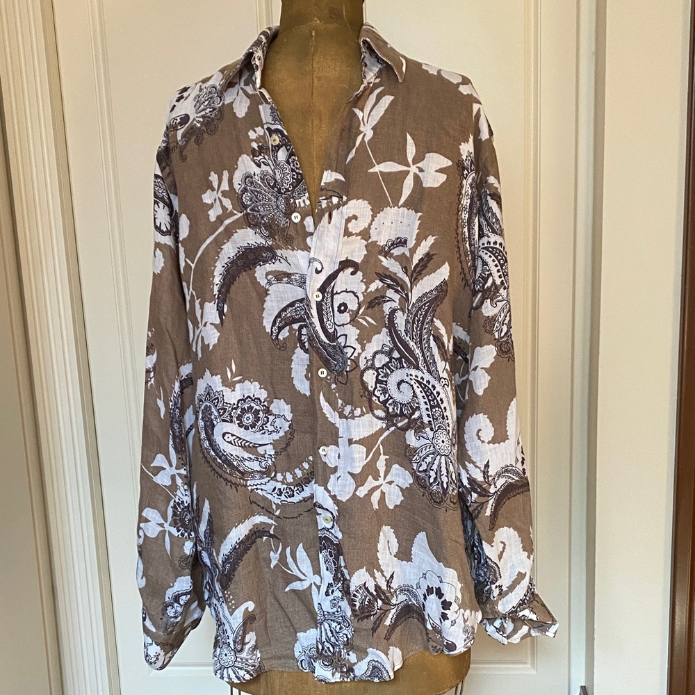 Etro Brown and White Paisley Men's Shirt